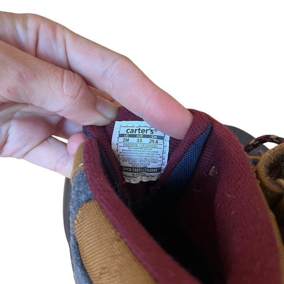 Carter’s Boys Duck Boots Size 2M Youth Blue Brown Waterproof Winter Snow Hiking - Picture 6 of 7